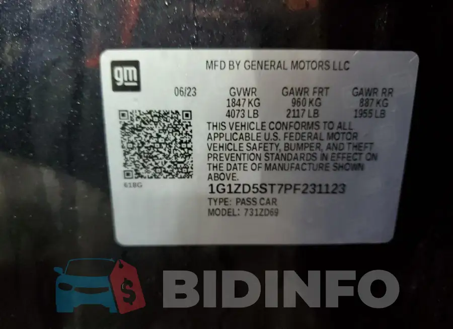 1G1ZD5ST7PF231123 Photo# 13