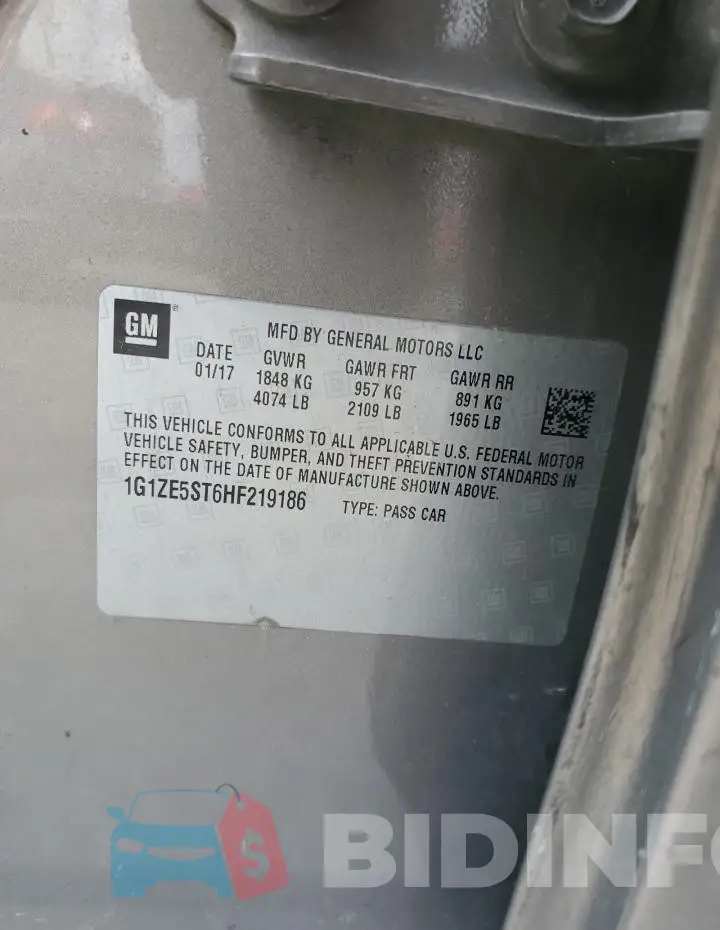 1G1ZE5ST6HF219186 Photo# 12