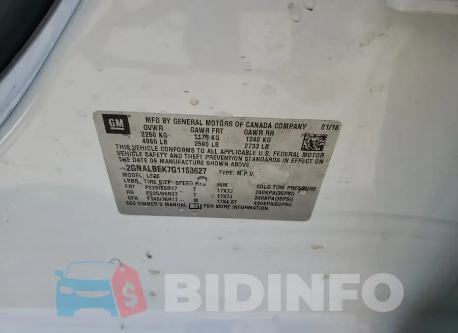 2GNALBEK7G1153627 Photo# 13