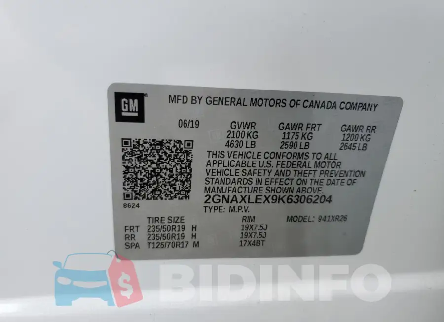2GNAXLEX9K6306204 Photo# 13