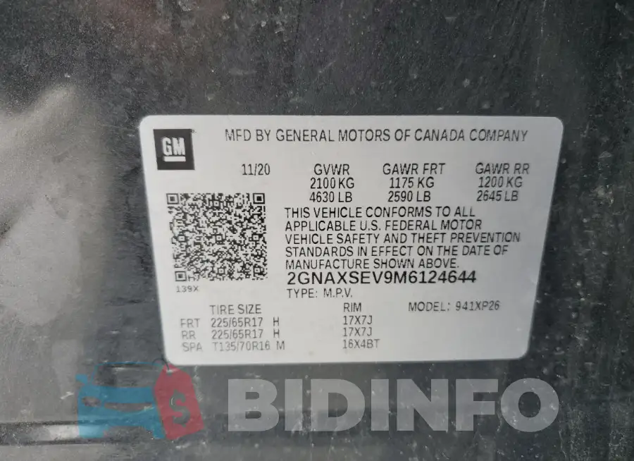 2GNAXSEV9M6124644 Photo# 13