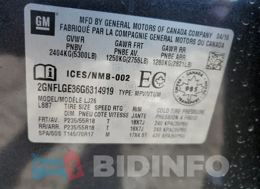 2GNFLGE36G6314919 Photo# 13
