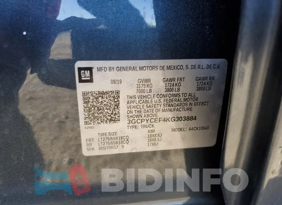 3GCPYCEF4KG303884 Photo# 12