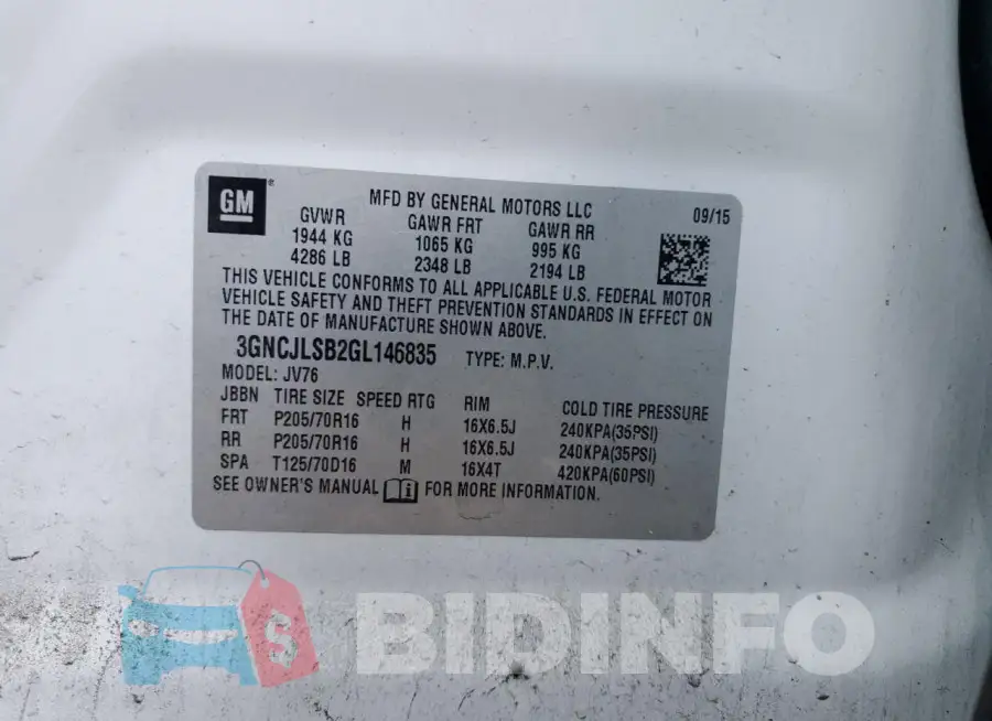 3GNCJLSB2GL146835 Photo# 13