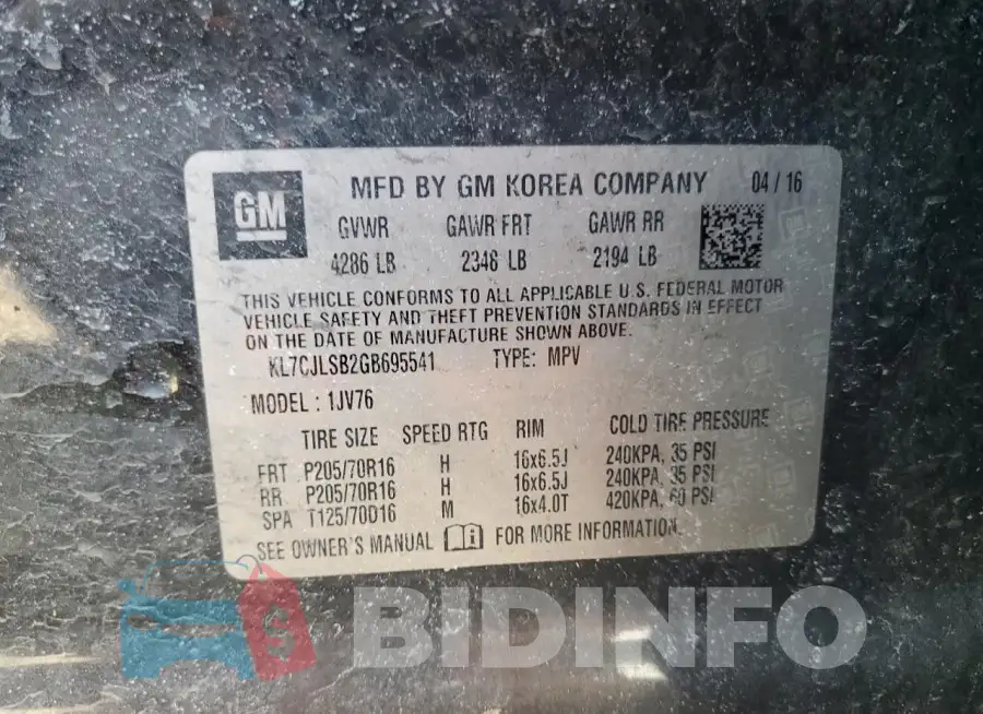 KL7CJLSB2GB695541 Photo# 12