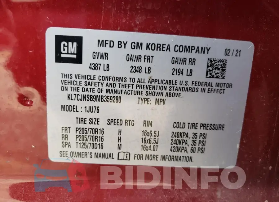 KL7CJNSB9MB359280 Photo# 13