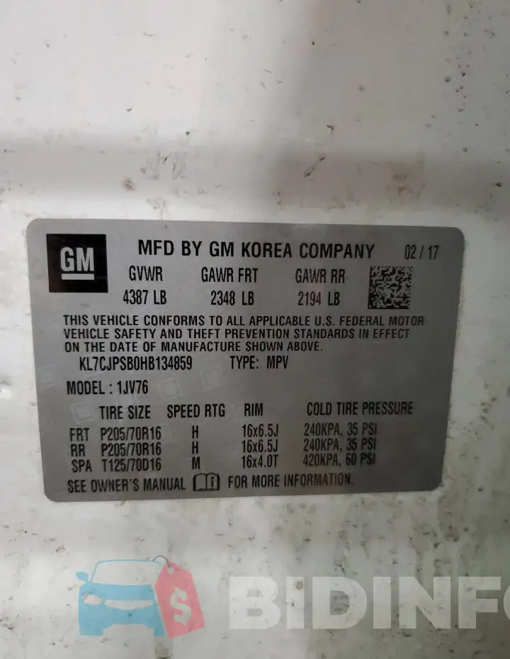 KL7CJPSB0HB134859 Photo# 14