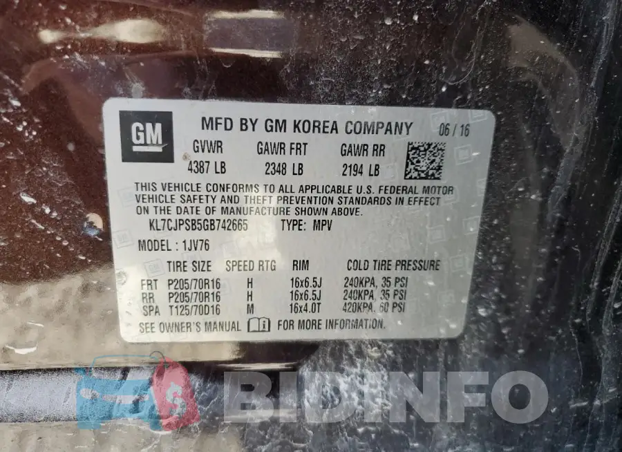 KL7CJPSB5GB742665 Photo# 13