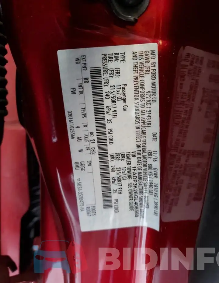 1FADP3K26GL406568 Photo# 12