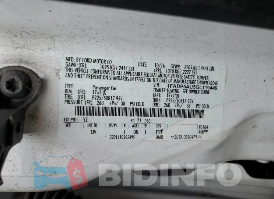 1FADP5AU5GL119446 Photo# 14