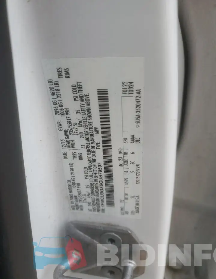1FMCU0GX6GUB79597 Photo# 13