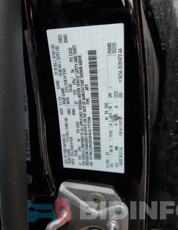 1FMCU9GD0HUC17708 Photo# 12