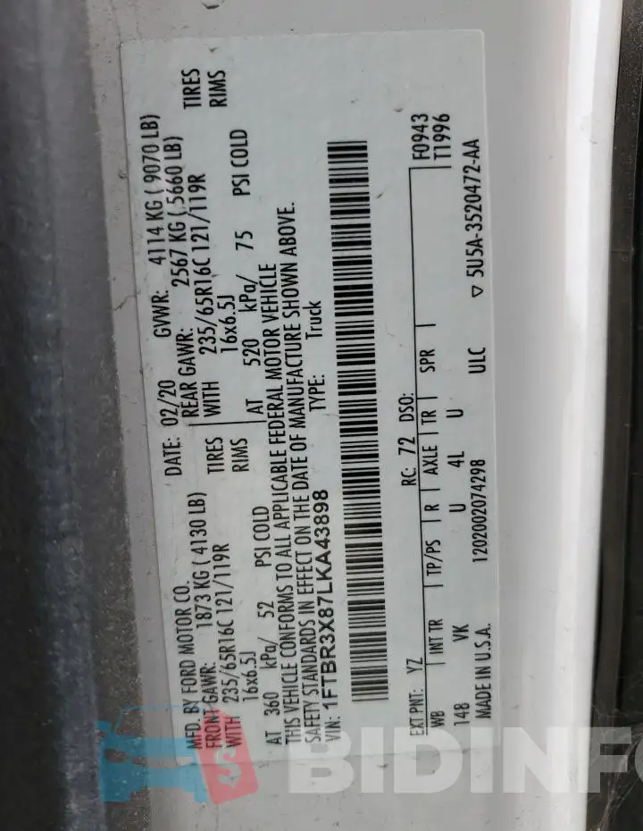 1FTBR3X87LKA43898 Photo# 13