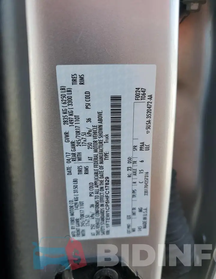 1FTEW1CP5HFC17829 Photo# 12