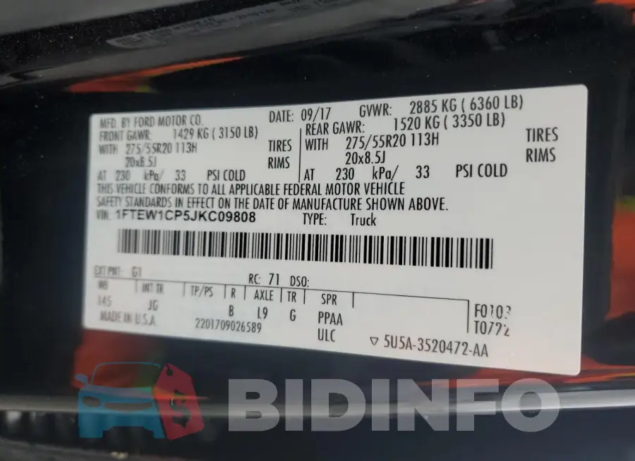1FTEW1CP5JKC09808 Photo# 12