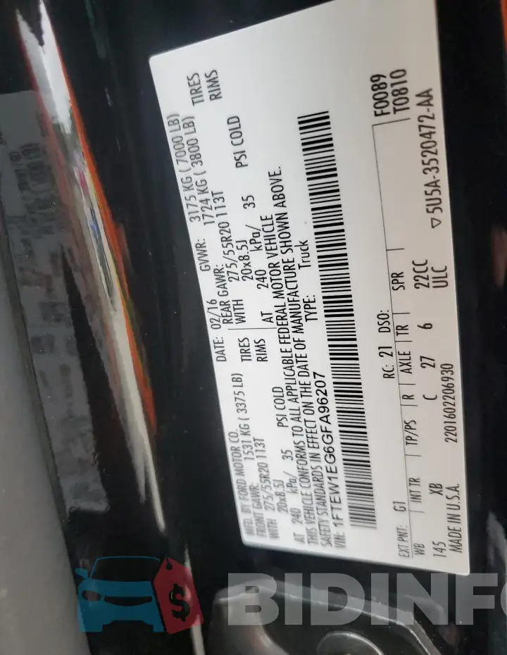 1FTEW1EG6GFA96207 Photo# 12