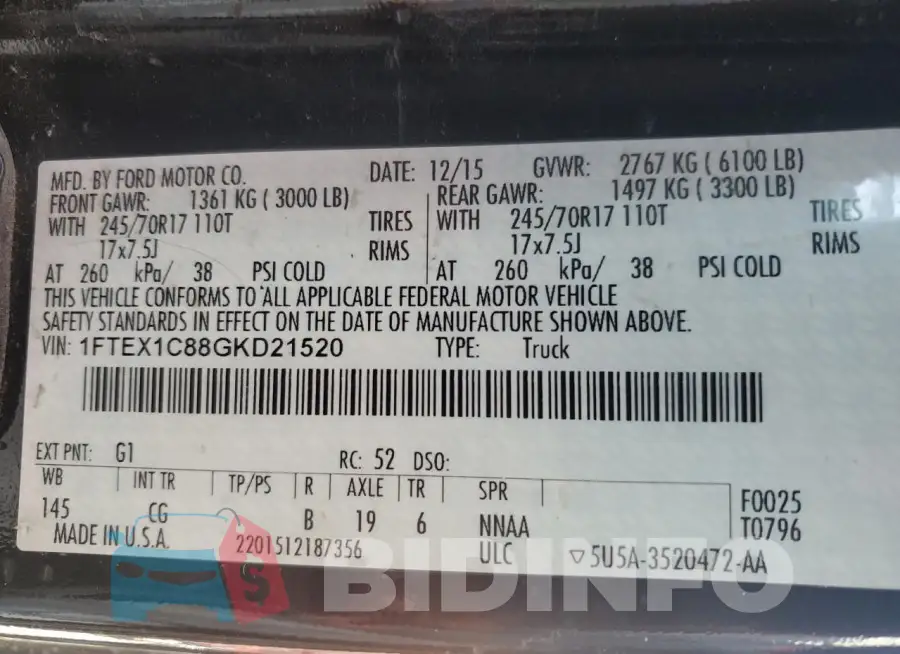 1FTEX1C88GKD21520 Photo# 12