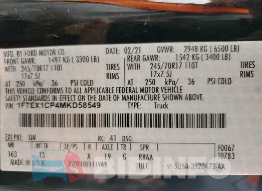 1FTEX1CP4MKD58549 Photo# 13
