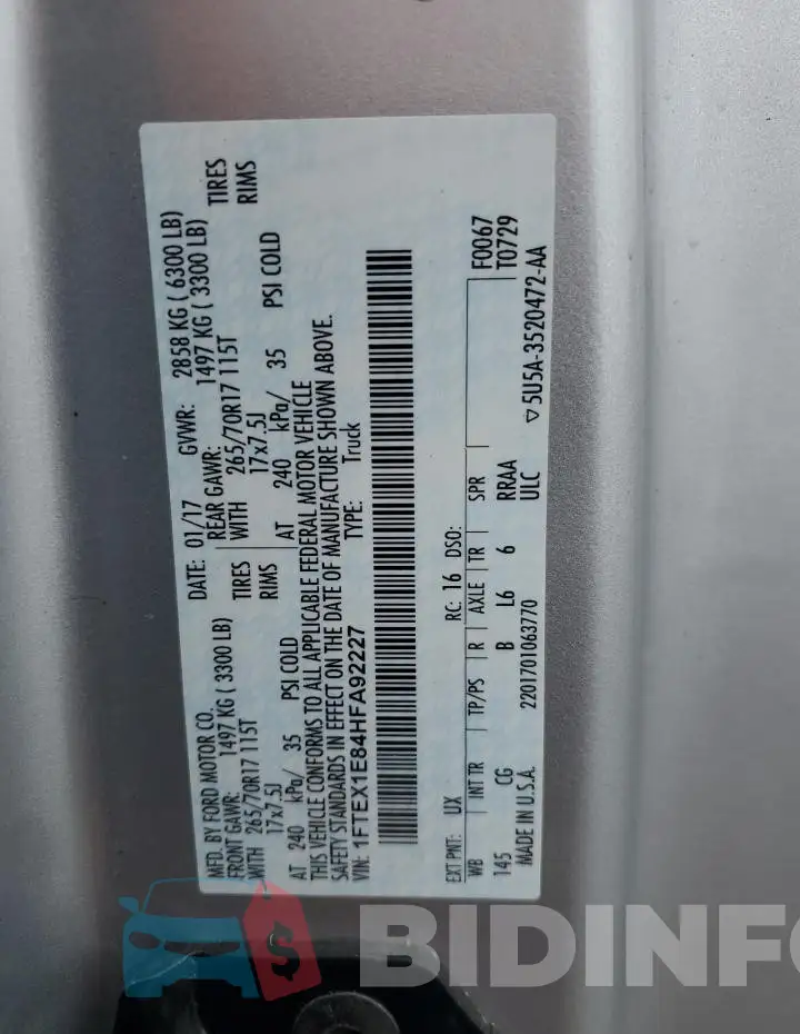 1FTEX1E84HFA92227 Photo# 13