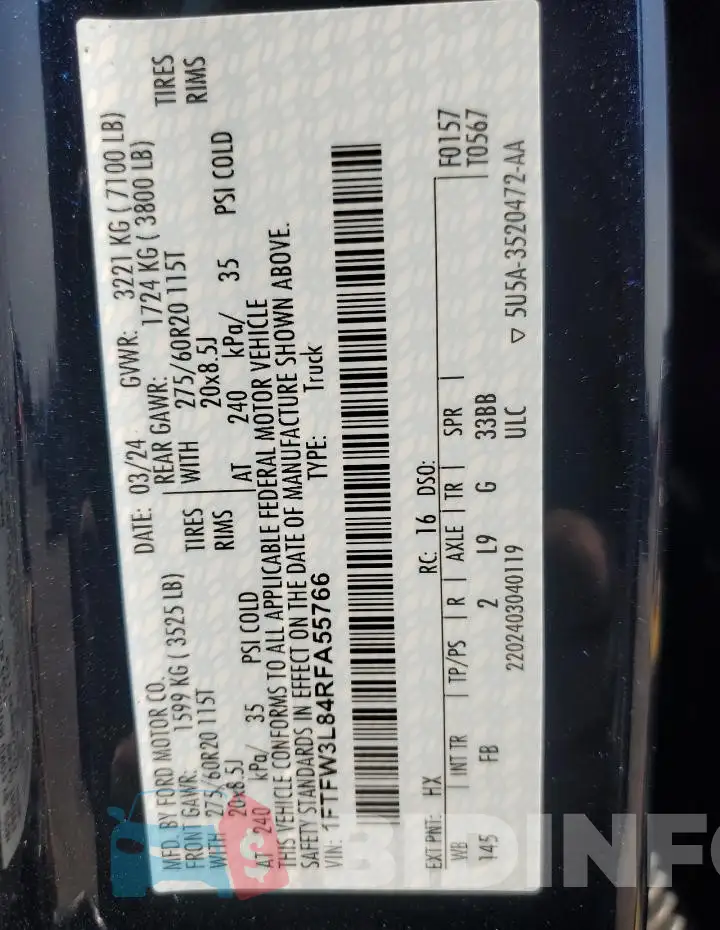 1FTFW3L84RFA55766 Photo# 12