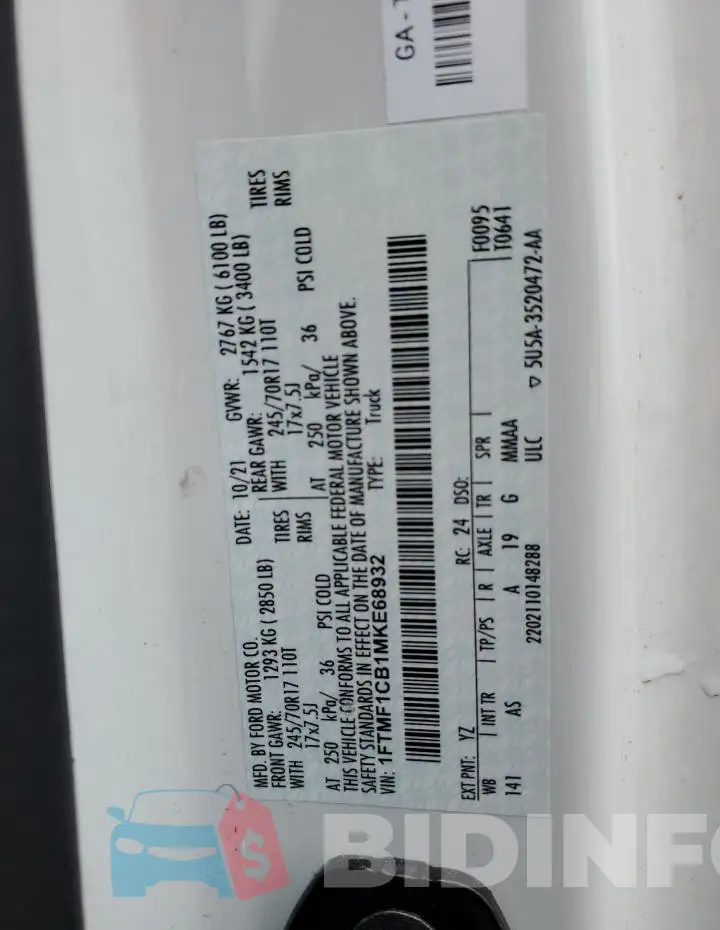 1FTMF1CB1MKE68932 Photo# 13