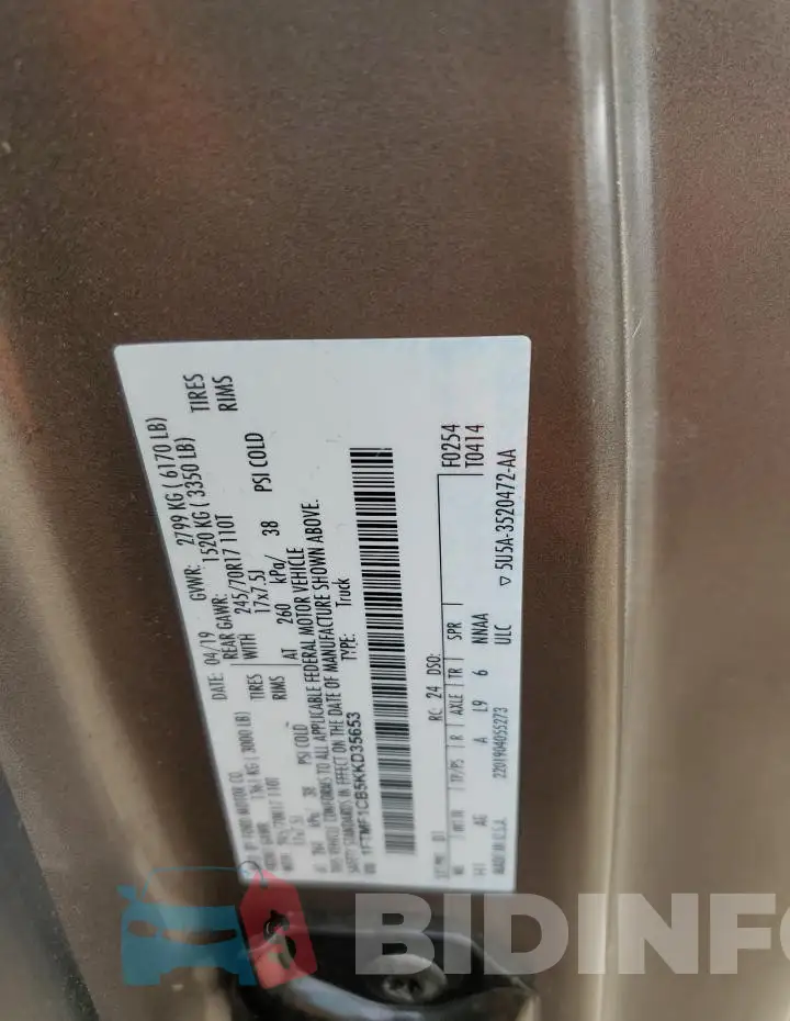 1FTMF1CB5KKD35653 Photo# 12