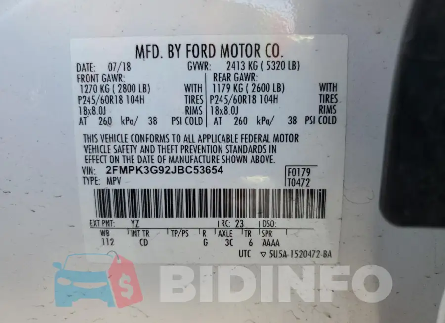 2FMPK3G92JBC53654 Photo# 13