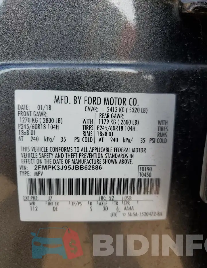 2FMPK3J95JBB62886 Photo# 13