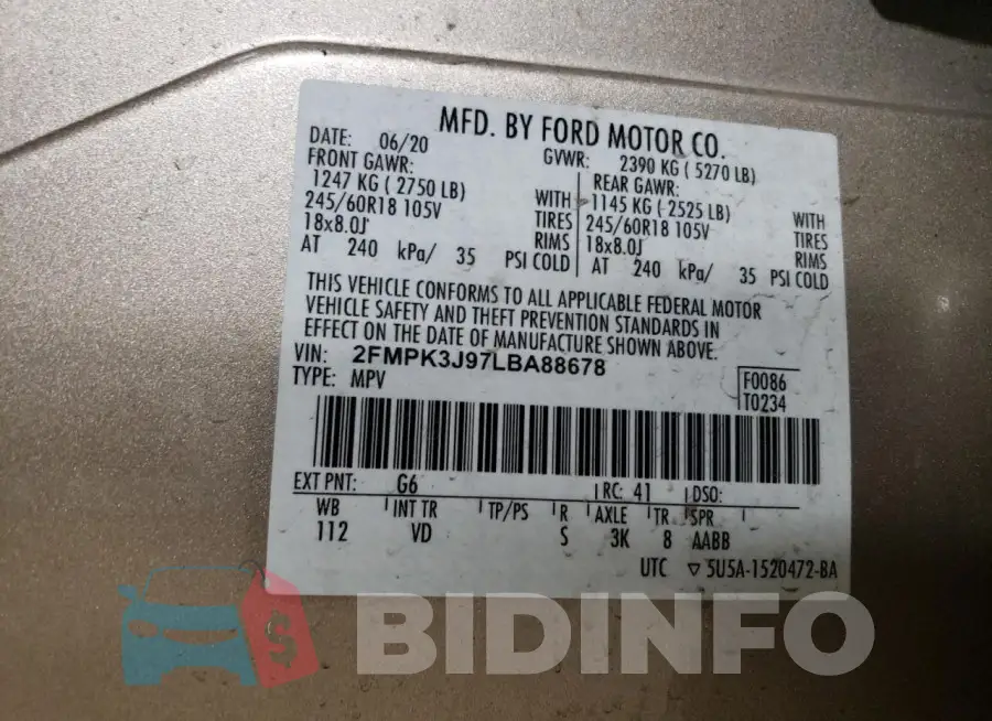 2FMPK3J97LBA88678 Photo# 14