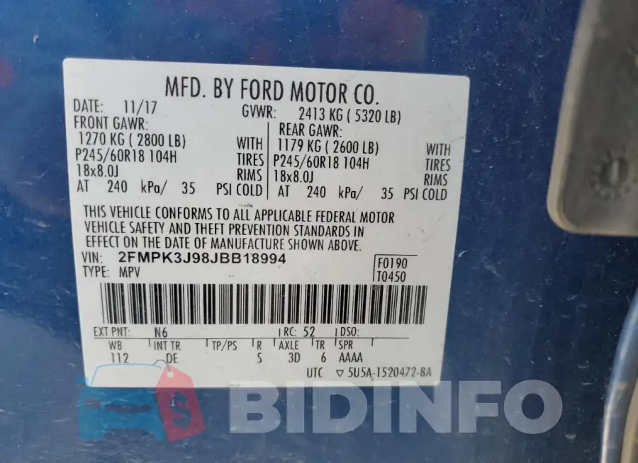 2FMPK3J98JBB18994 Photo# 14