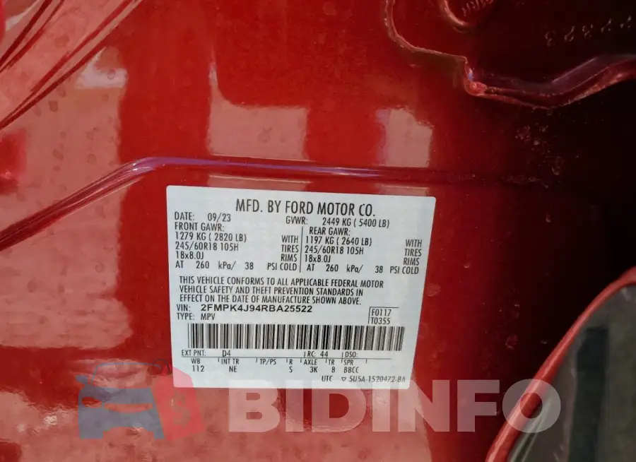 2FMPK4J94RBA25522 Photo# 14