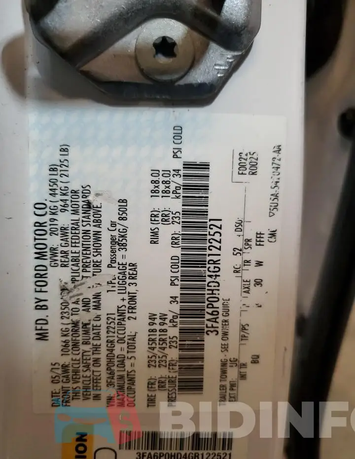 3FA6P0HD4GR122521 Photo# 12