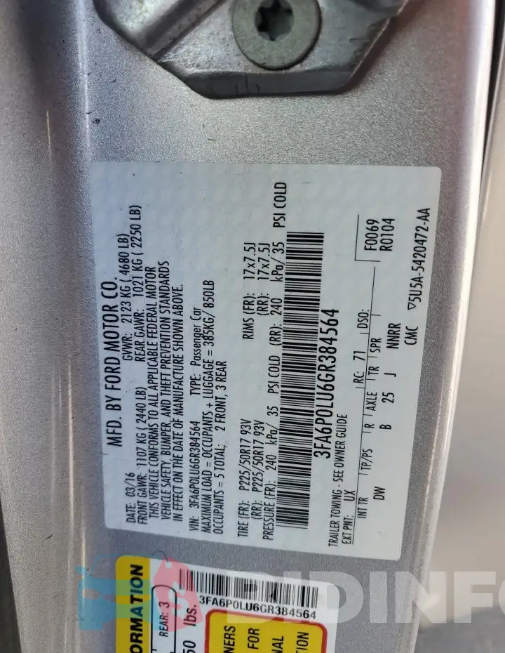 3FA6P0LU6GR384564 Photo# 12