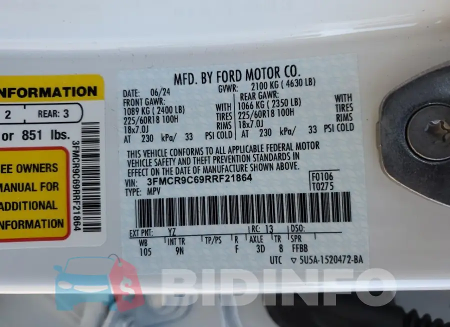 3FMCR9C69RRF21864 Photo# 13