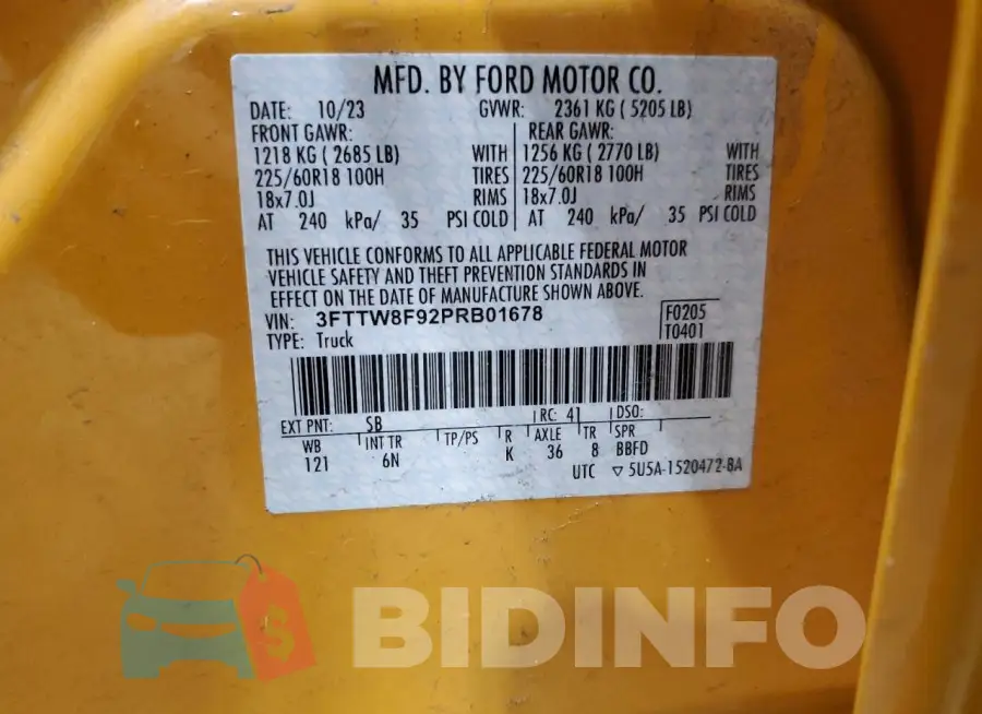 3FTTW8F92PRB01678 Photo# 12