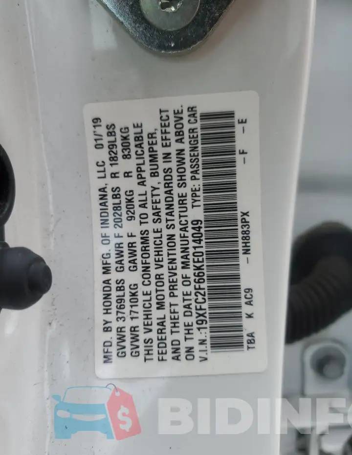 19XFC2F66KE014049 Photo# 13