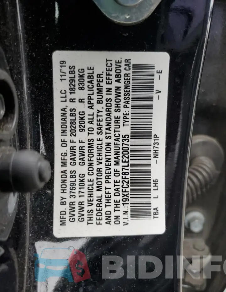 19XFC2F87LE200735 Photo# 13
