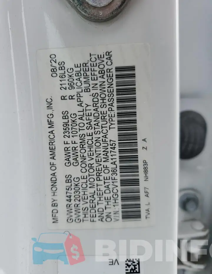 1HGCV1F36LA117457 Photo# 12