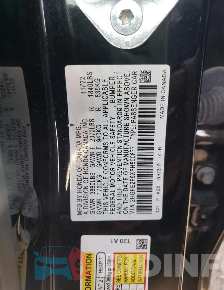 2HGFE2F5XPH500877 Photo# 13