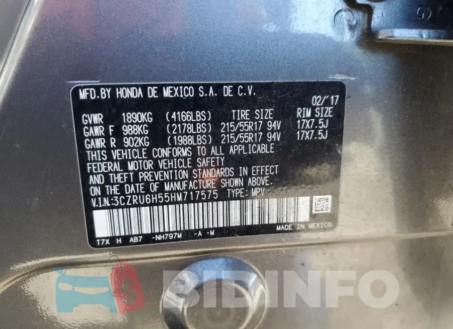 3CZRU6H55HM717575 Photo# 13