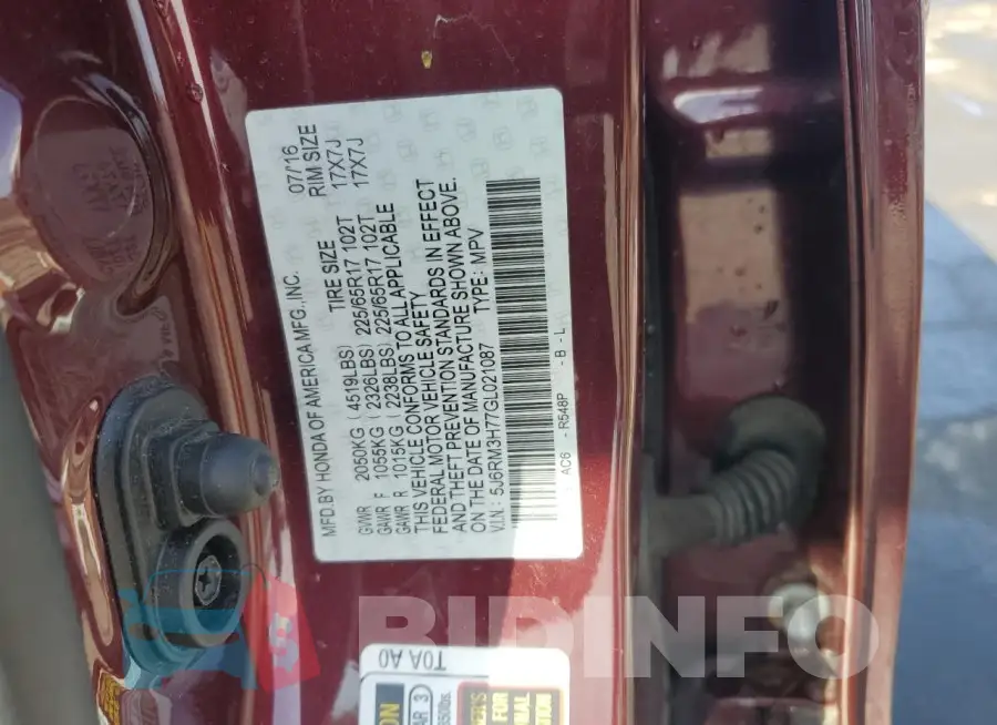 5J6RM3H77GL021087 Photo# 12