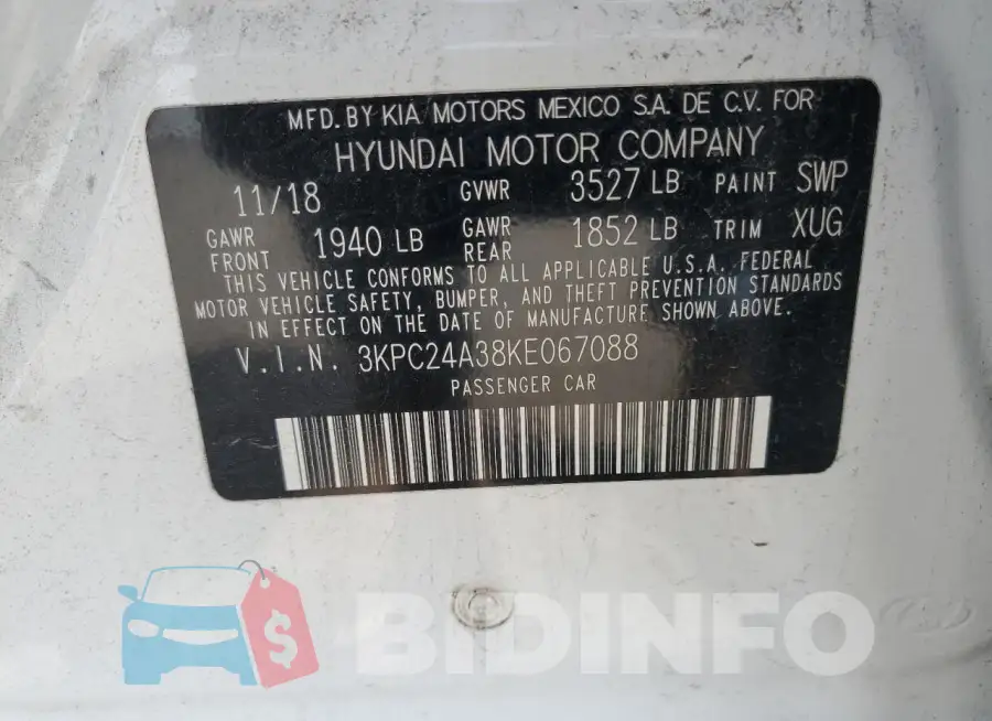 3KPC24A38KE067088 Photo# 12