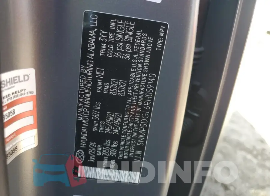 5NMP5DGL6RH059140 Photo# 13