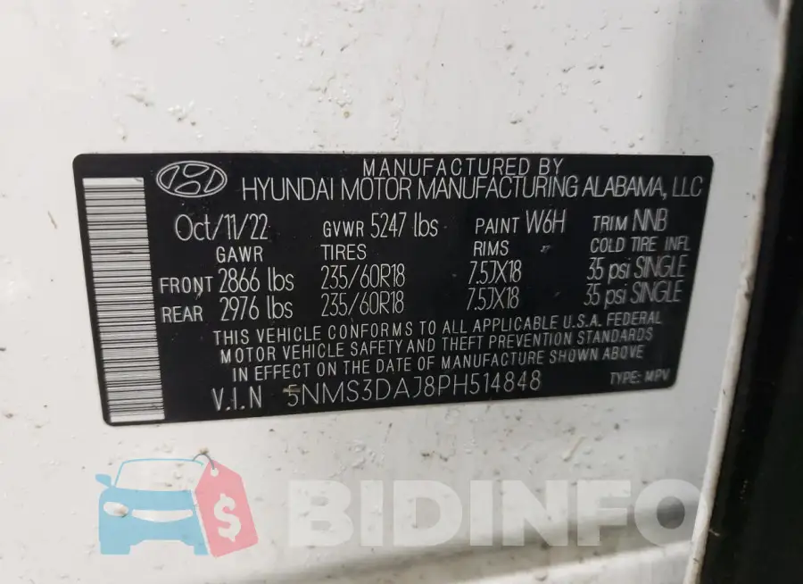 5NMS3DAJ8PH514848 Photo# 12