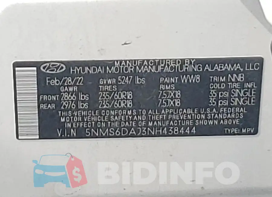 5NMS6DAJ3NH438444 Photo# 12