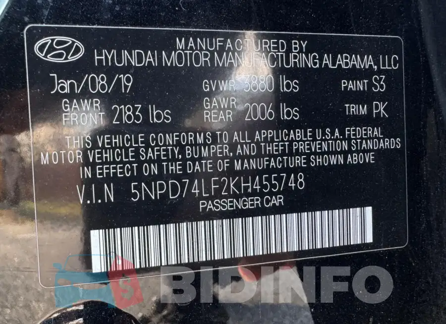 5NPD74LF2KH455748 Photo# 10