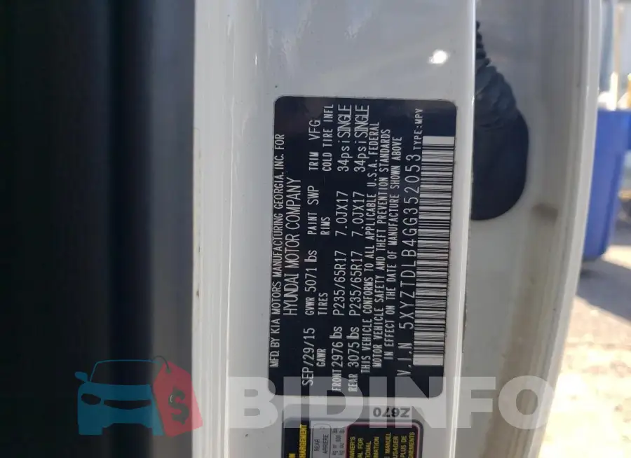 5XYZTDLB4GG352053 Photo# 14