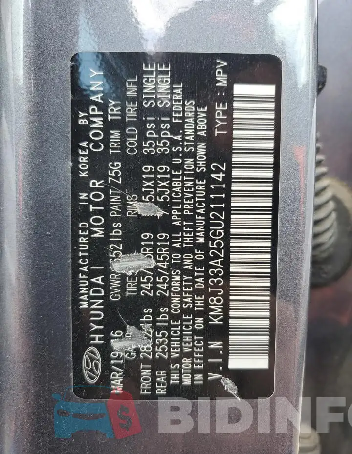 KM8J33A25GU211142 Photo# 13