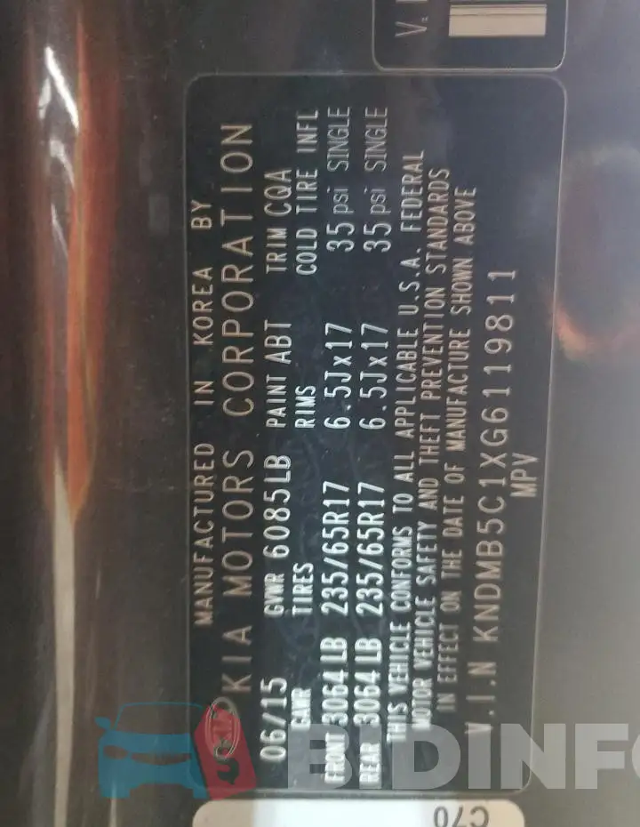 KNDMB5C1XG6119811 Photo# 14