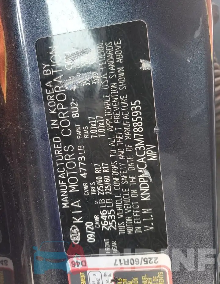 KNDPMCAC3M7885935 Photo# 13